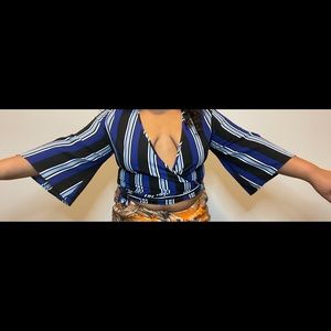 Striped Tie Around Shirt